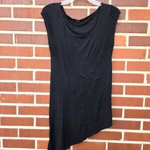 Soft Lightweight Black Top by Thanth - Size S - Asymmetrical Hemline